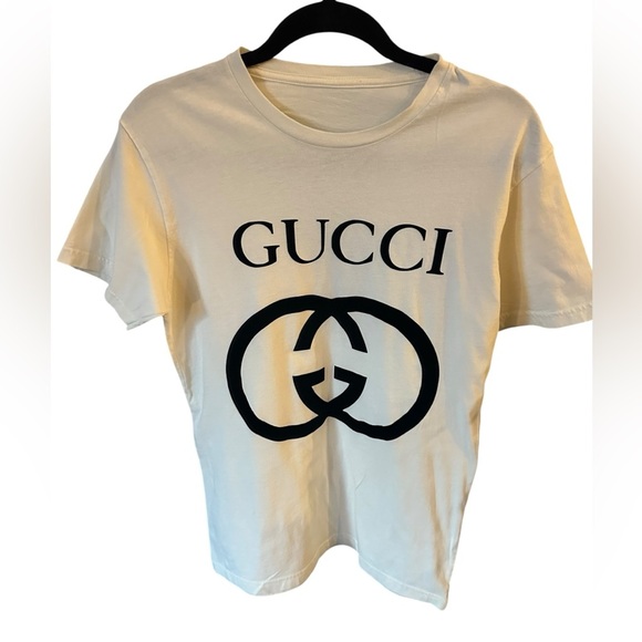 Gucci White T-Shirt with Black Logo size M - Picture 4 of 4